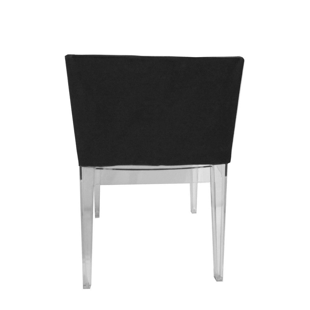 Side Dining Chair Set of 2 Black Faux Leather Seat Clear Frames BM330186