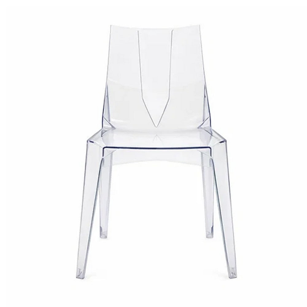 Outdoor Dining Chair Set of 4, Geometric Design, Transparent Clear