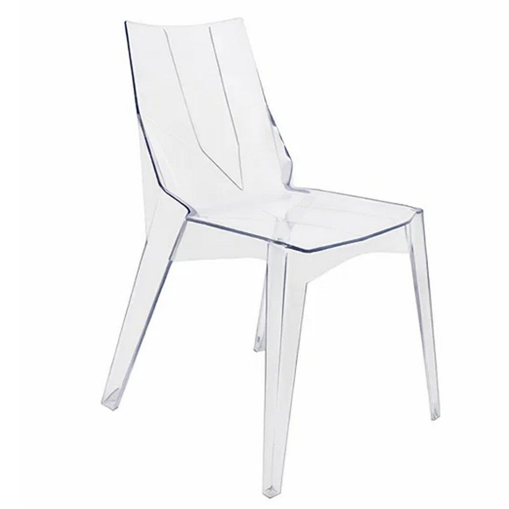 Outdoor Dining Chair Set of 4, Geometric Design, Transparent Clear