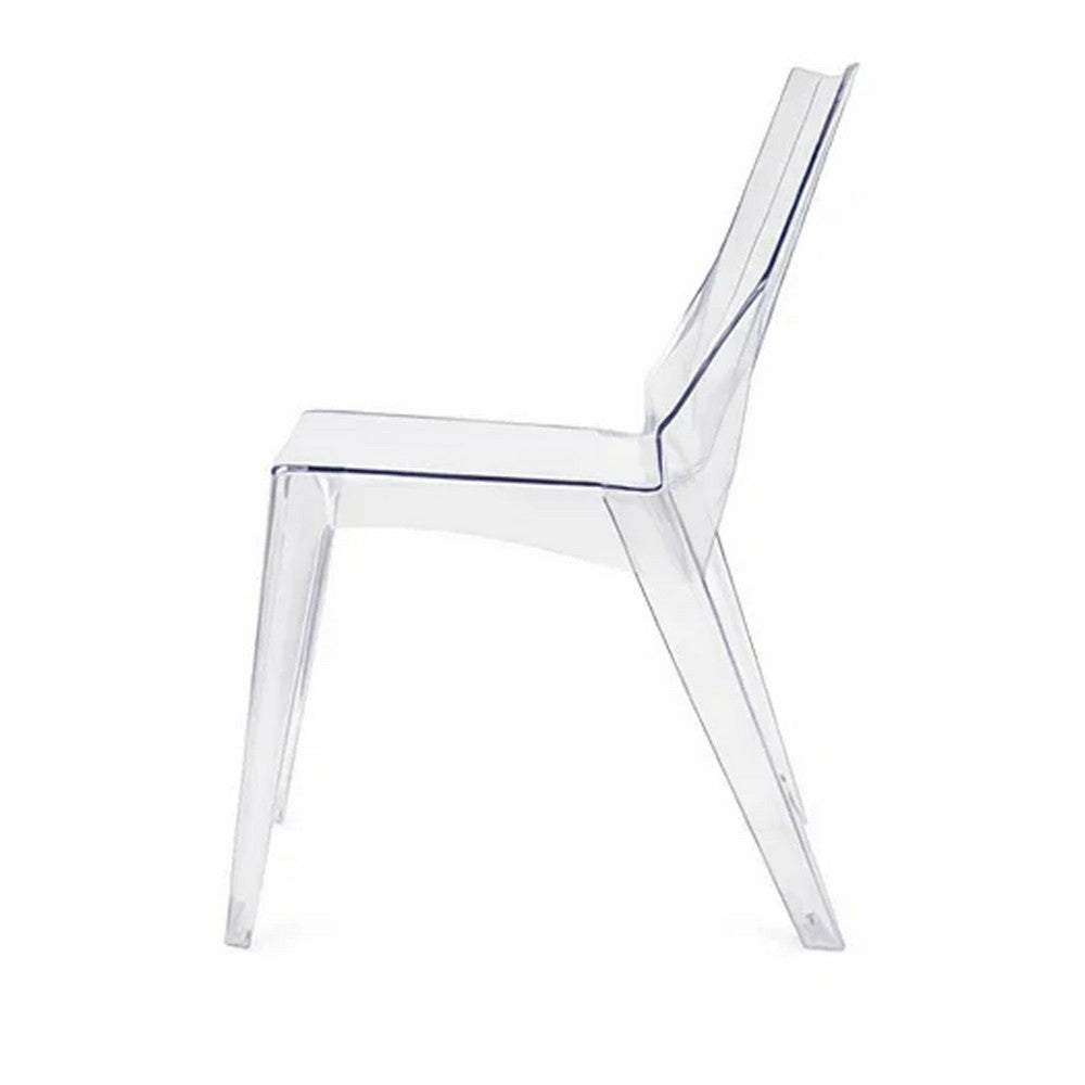 Outdoor Dining Chair Set of 4, Geometric Design, Transparent Clear