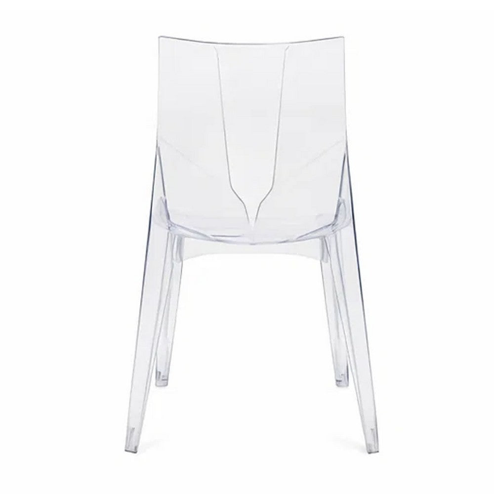 Outdoor Dining Chair Set of 4, Geometric Design, Transparent Clear