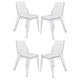 Outdoor Dining Chair Set of 4, Geometric Design, Transparent Clear