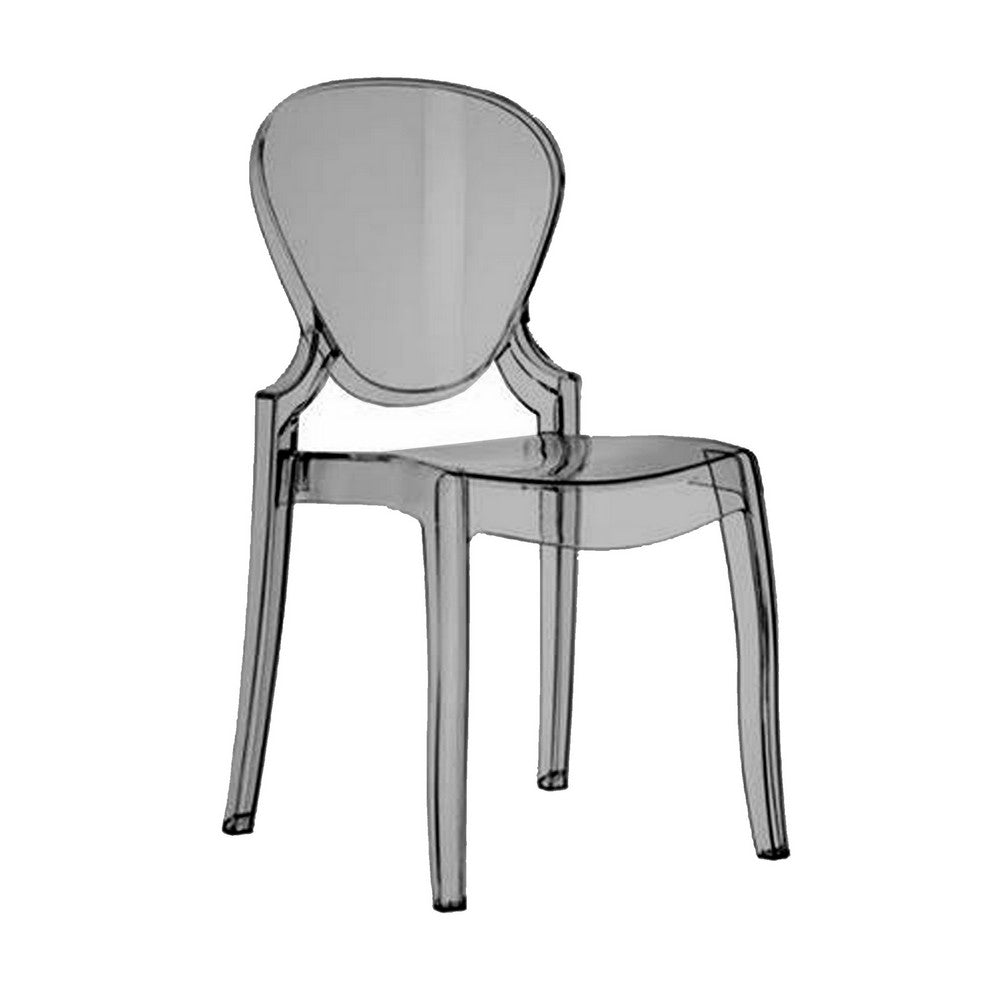 Outdoor Dining Chair Set of 4, Oval Back, Smoke Gray Transparent
