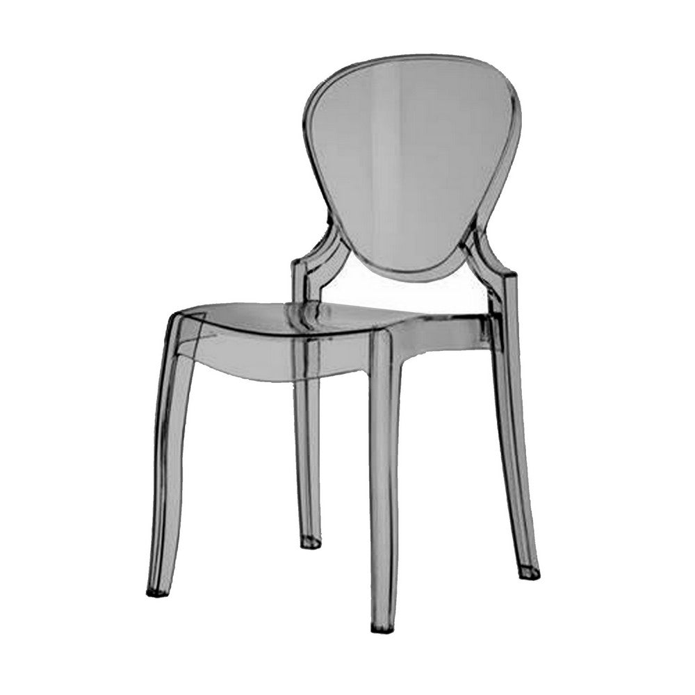Outdoor Dining Chair Set of 4, Oval Back, Smoke Gray Transparent