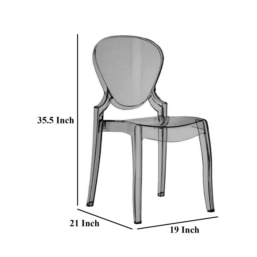 Outdoor Dining Chair Set of 4, Oval Back, Smoke Gray Transparent