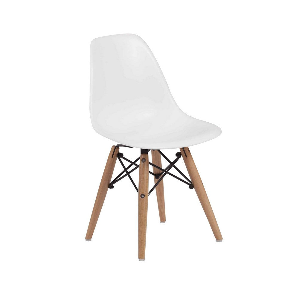 Ben Kids Dining Chair Set of 2 Modern White Eiffel Brown Wood Legs BM330189