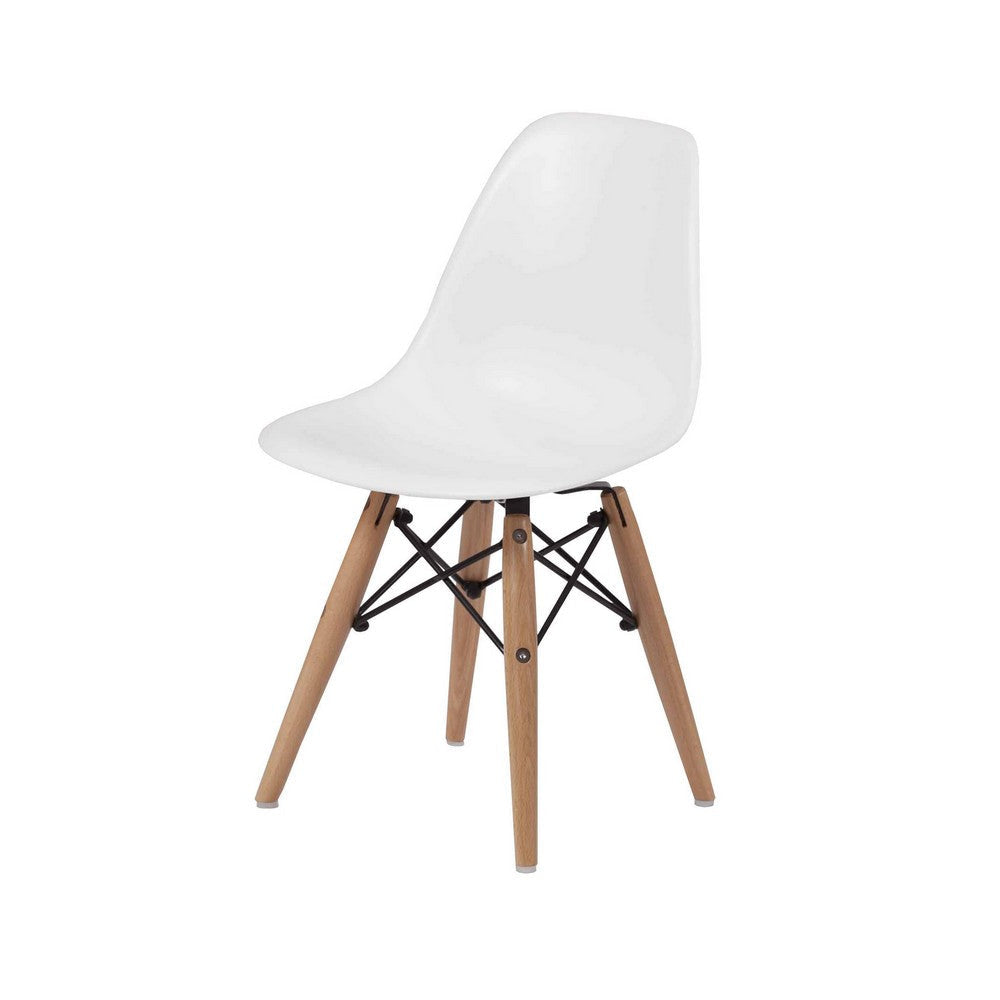 Ben Kids Dining Chair Set of 2 Modern White Eiffel Brown Wood Legs BM330189