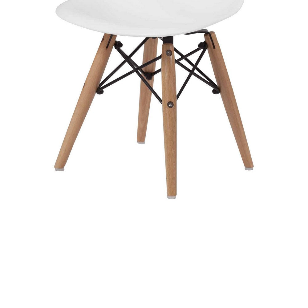 Ben Kids Dining Chair Set of 2 Modern White Eiffel Brown Wood Legs BM330189
