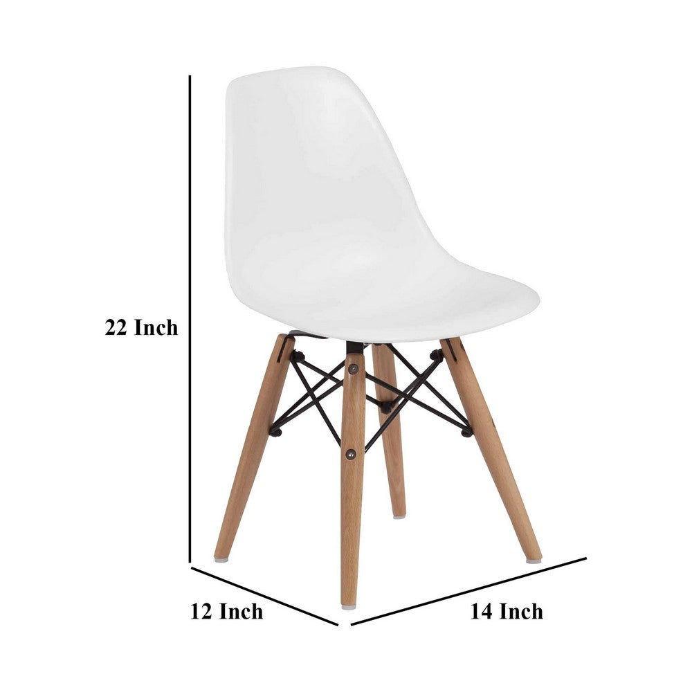 Ben Kids Dining Chair Set of 2 Modern White Eiffel Brown Wood Legs BM330189