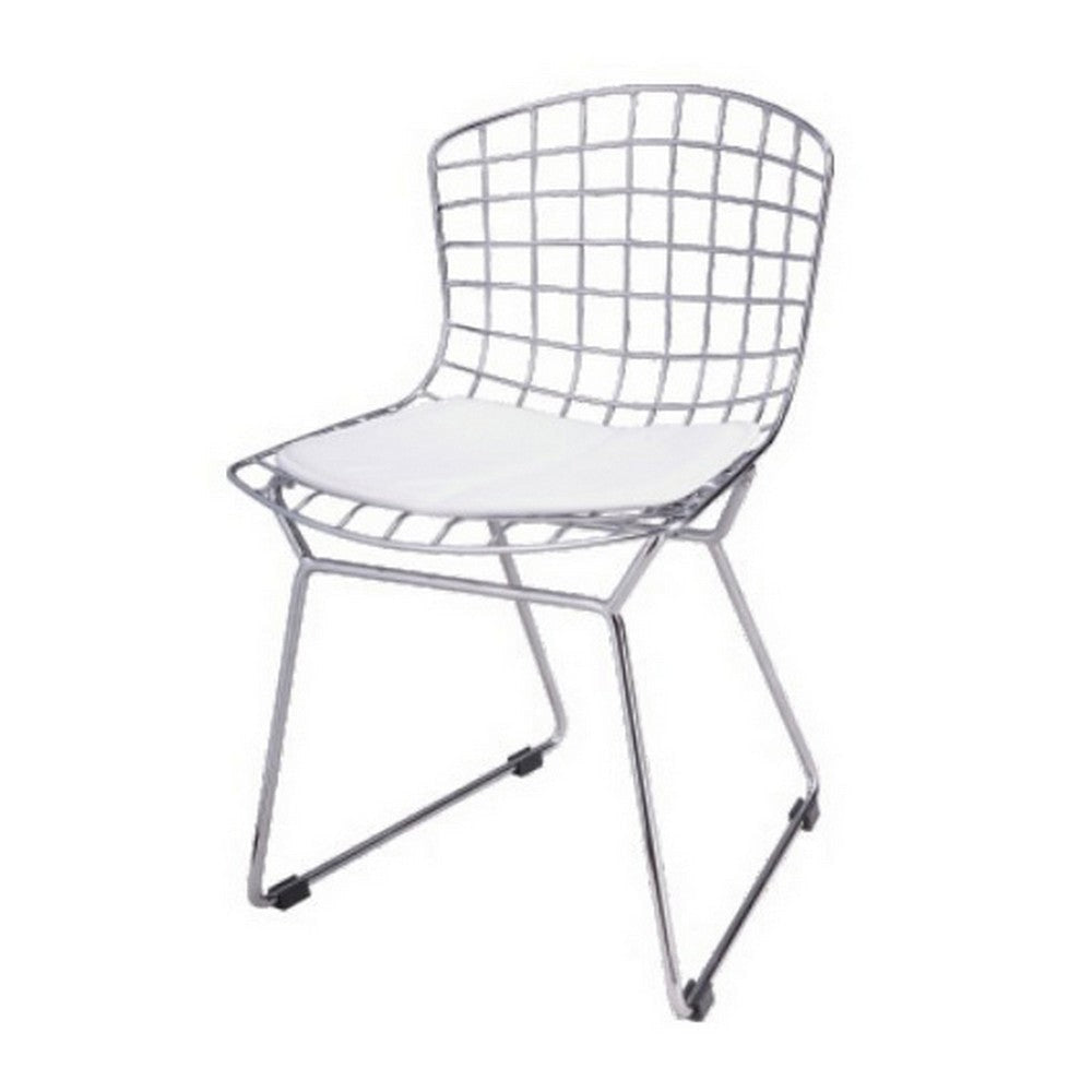 Kids Shuttle Chair Set of 2 White Faux Leather Mesh Chrome Metal BM330191