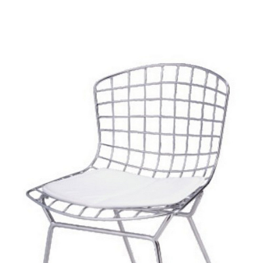 Kids Shuttle Chair Set of 2 White Faux Leather Mesh Chrome Metal BM330191