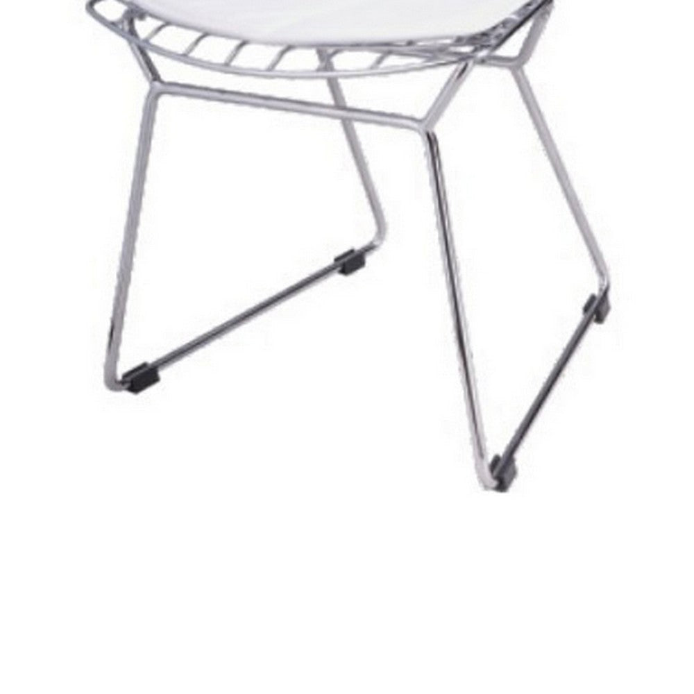 Kids Shuttle Chair Set of 2 White Faux Leather Mesh Chrome Metal BM330191