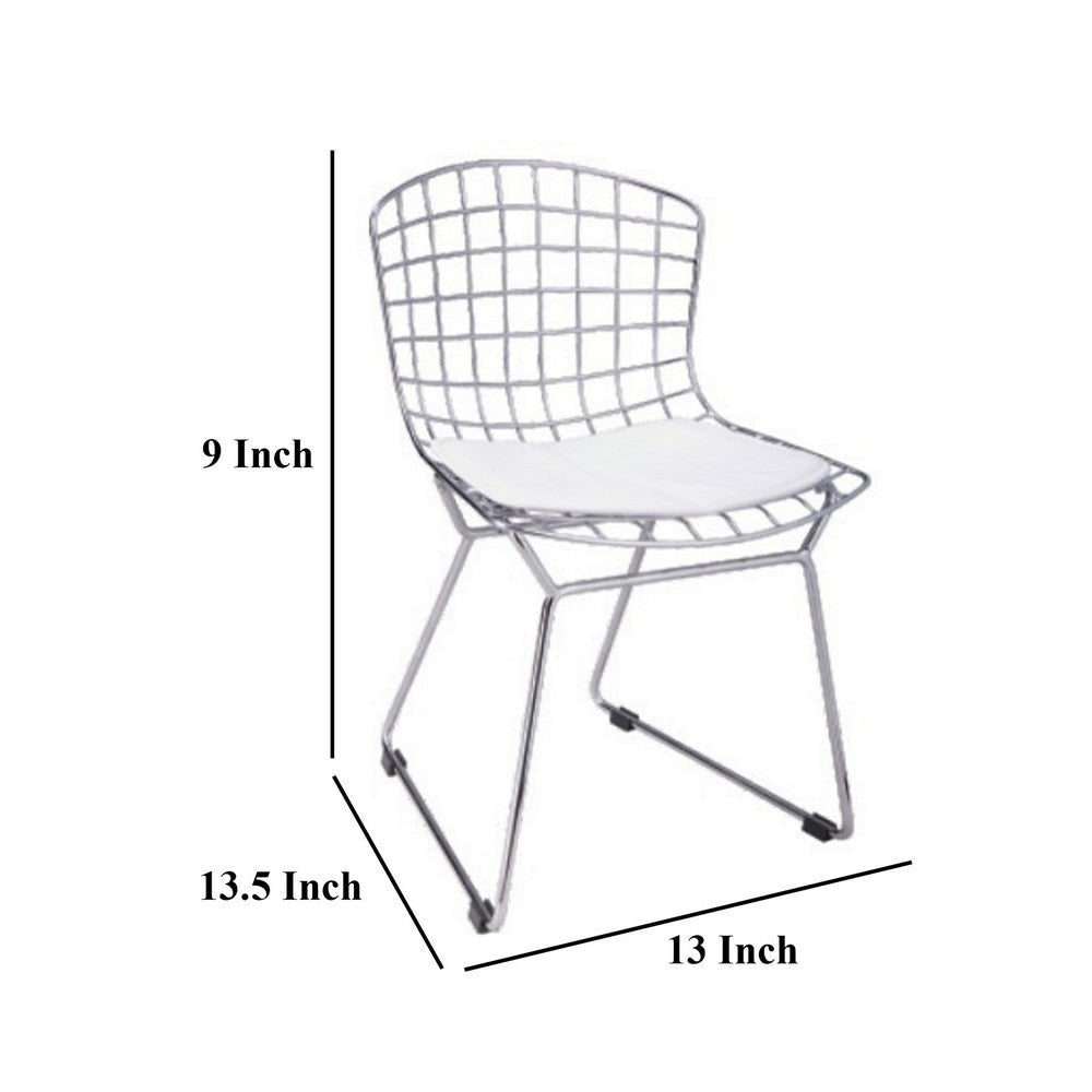 Kids Shuttle Chair Set of 2 White Faux Leather Mesh Chrome Metal BM330191