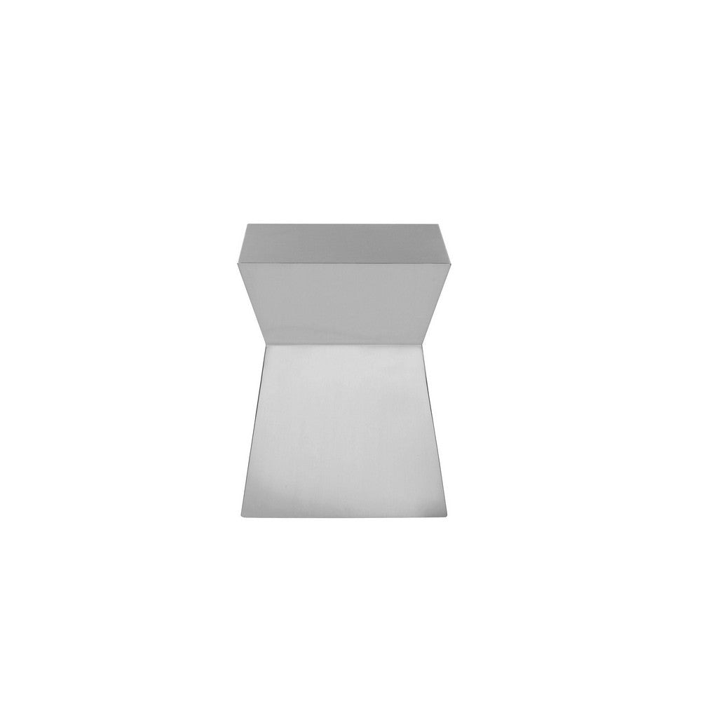 Side End Table Hourglass Shaped Plinth 16 Inch Square Brushed Steel BM330192