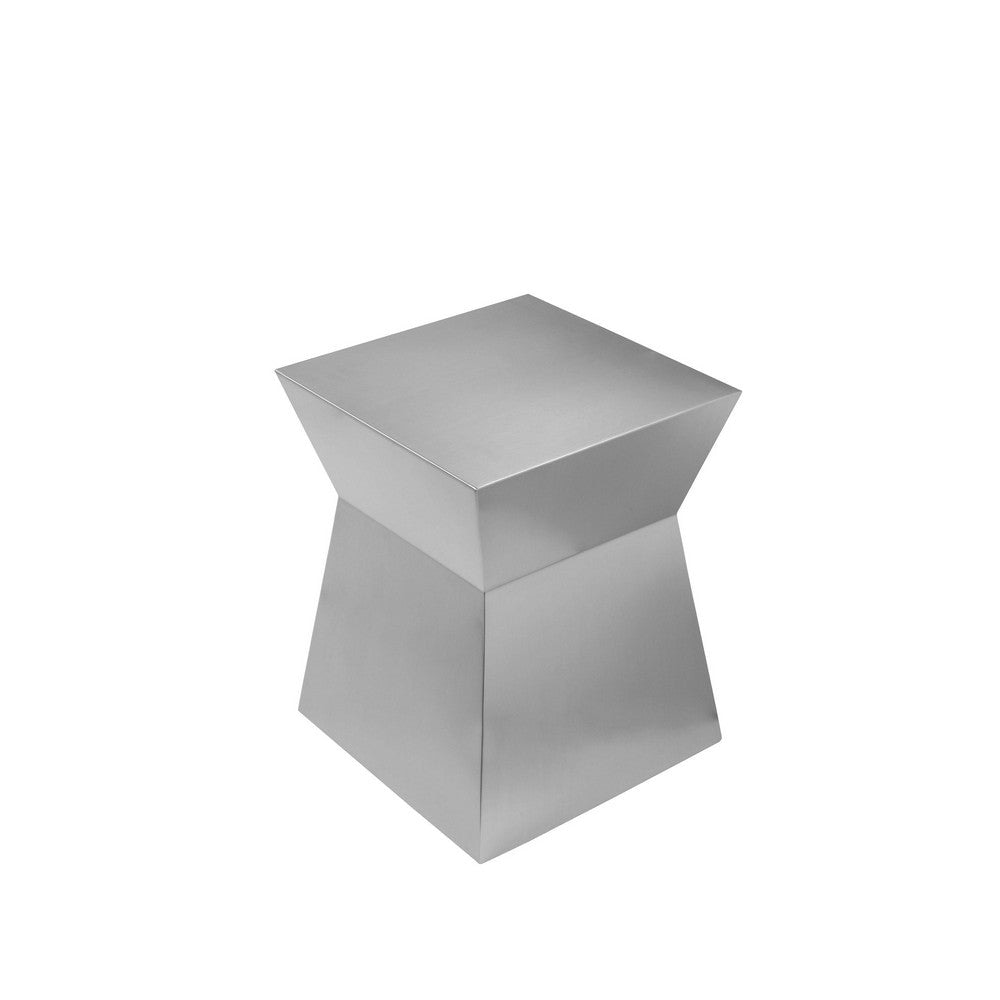Side End Table Hourglass Shaped Plinth 16 Inch Square Brushed Steel BM330192