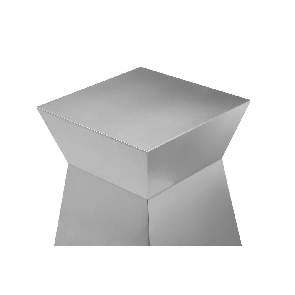 Side End Table Hourglass Shaped Plinth 16 Inch Square Brushed Steel BM330192