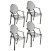 Lily 4pc Indoor Outdoor Dining Armchairs, Clear Gray Plastic