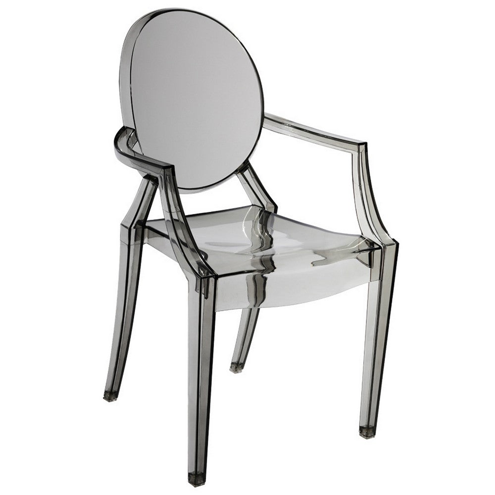 Lily 4pc Indoor Outdoor Dining Armchairs, Clear Gray Plastic