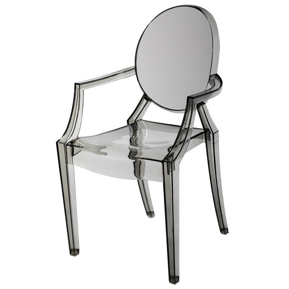 Lily 4pc Indoor Outdoor Dining Armchairs, Clear Gray Plastic