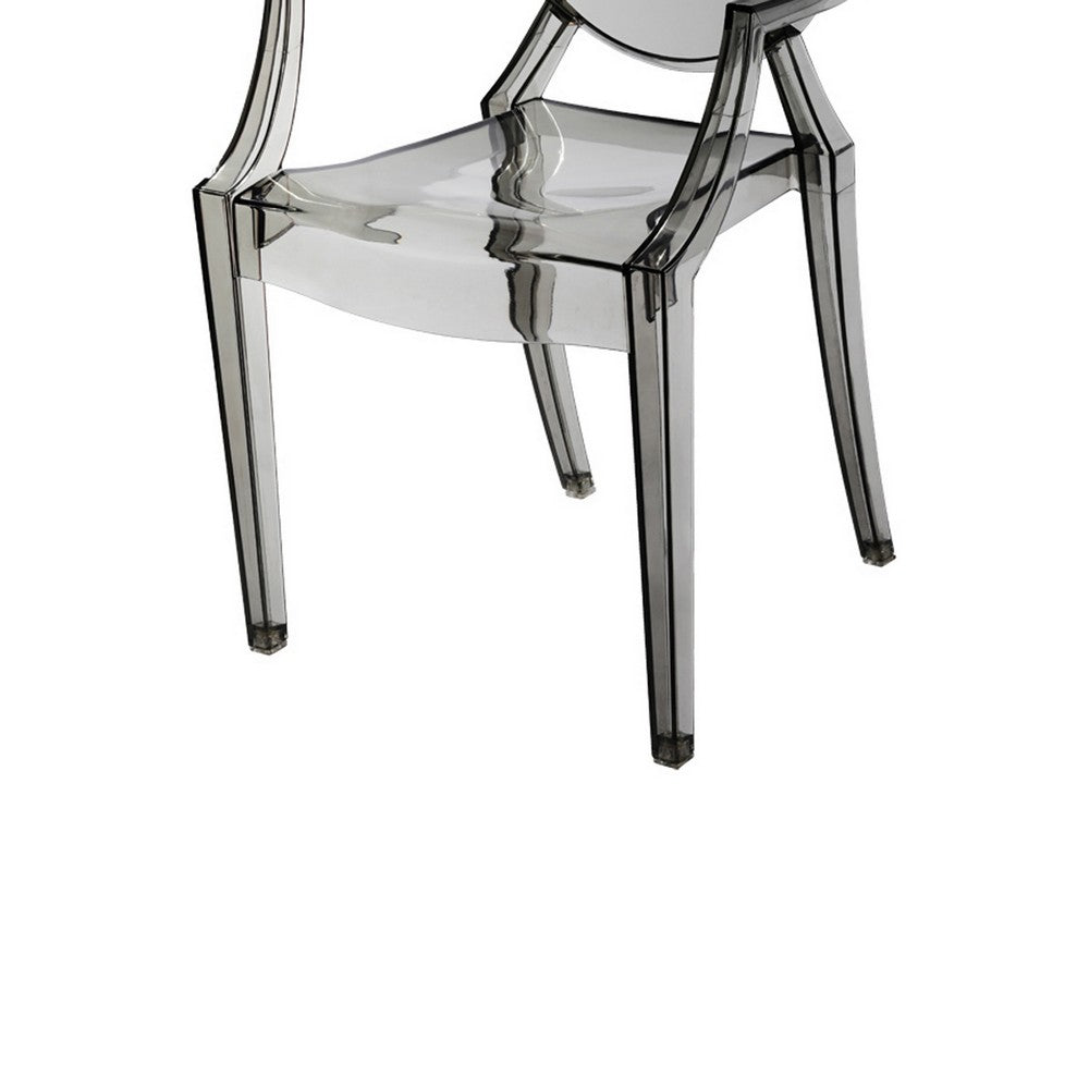 Lily 4pc Indoor Outdoor Dining Armchairs, Clear Gray Plastic