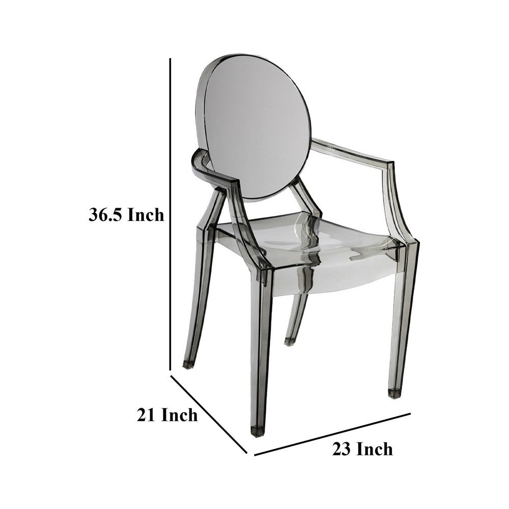 Lily 4pc Indoor Outdoor Dining Armchairs, Clear Gray Plastic