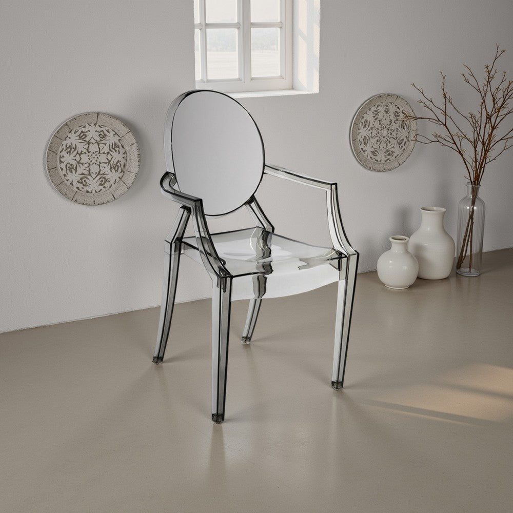 Lily 4pc Indoor Outdoor Dining Armchairs, Clear Gray Plastic