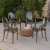 Lily 4pc Indoor Outdoor Dining Armchairs, Clear Gray Plastic