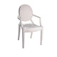 Lily Outdoor Dining Armchairs Set of 4, Round Backrest, White Plastic