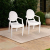 Lily Outdoor Dining Armchairs Set of 4, Round Backrest, White Plastic