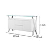 Tia Sideboard Buffet Console 2 Doors Chrome and Glass White 63 Inch BM330197