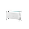 Tia Sideboard Buffet Console, 2 Doors, Chrome and Glass, White 63 Inch