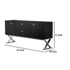 Rix Sideboard Buffet Console 2 Door X Chrome Legs Black 69 Inch BM330198