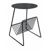 Zeo Side End Table w Magazine Rack 14 Inch Round Top Black Metal BM330202