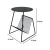 Zeo Side End Table w Magazine Rack 14 Inch Round Top Black Metal BM330202