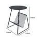 Zeo Side End Table w Magazine Rack 14 Inch Round Top Black Metal BM330202