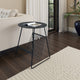 Zeo Side End Table w Magazine Rack, 14 Inch Round Top, Black Metal