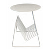 Zeo Side End Table w Magazine Rack 14 Inch Round Top White Metal BM330204