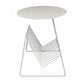 Zeo Side End Table w Magazine Rack 14 Inch Round Top White Metal BM330204