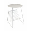 Zeo Side End Table w Magazine Rack 14 Inch Round Top White Metal BM330204