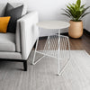 Zeo Side End Table w Magazine Rack, 14 Inch Round Top, White Metal