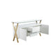 Tia Sideboard Buffet Console 63 Inch Glass Top White Lacquer Gold BM330205