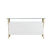 Tia Sideboard Buffet Console 63 Inch Glass Top White Lacquer Gold BM330205