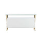 Tia Sideboard Buffet Console 63 Inch Glass Top White Lacquer Gold BM330205