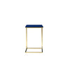 Zen Side End Table C Shape Gold Base Navy Blue Lacquer Top BM330208