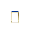 Zen Side End Table C Shape Gold Base Navy Blue Lacquer Top BM330208