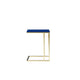 Zen Side End Table C Shape Gold Base Navy Blue Lacquer Top BM330208