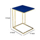 Zen Side End Table C Shape Gold Base Navy Blue Lacquer Top BM330208
