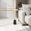 Sen Side End Drink Table, Gold Metal Round Top w Black Marble Base
