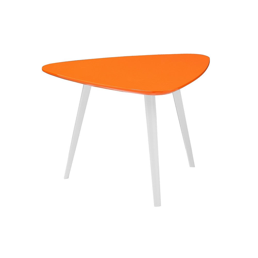 Hle Coffee Table 23 Inch Modern Orange Lacquer Top White Metal Base BM330210