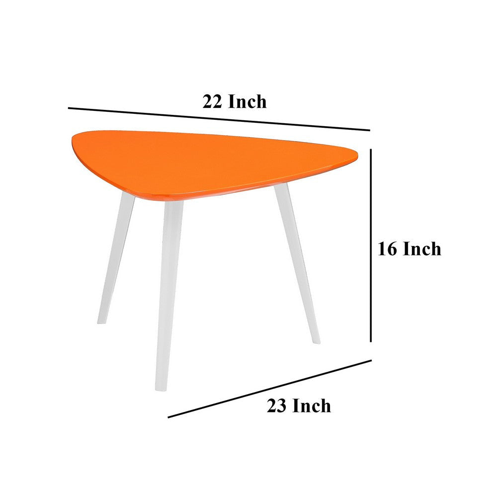 Hle Coffee Table 23 Inch Modern Orange Lacquer Top White Metal Base BM330210